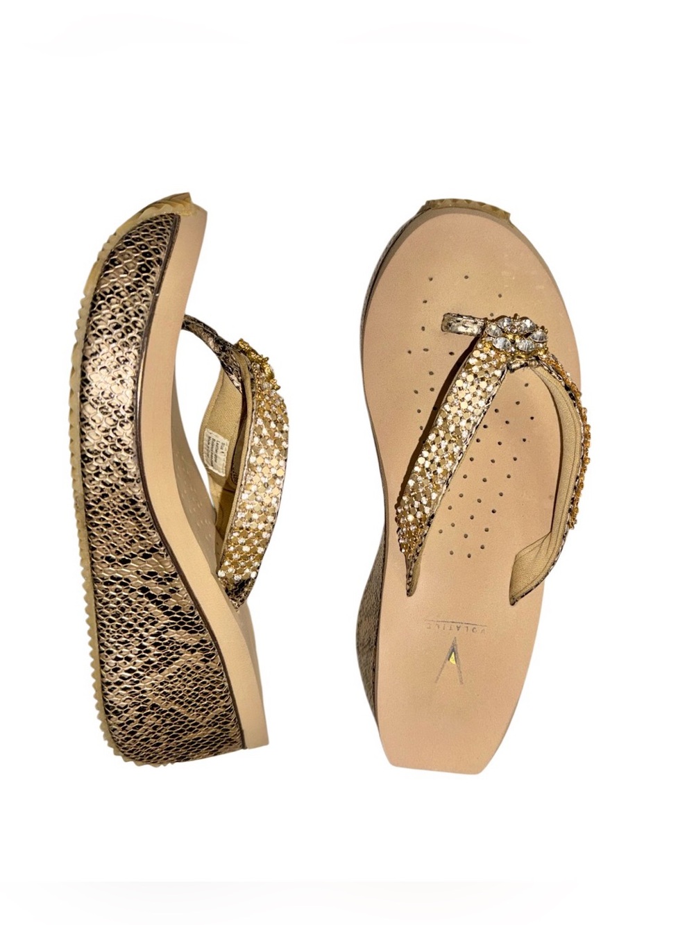 VOLATILE LEXI Wedge sandals women’s rhinestone bling shoes size 6